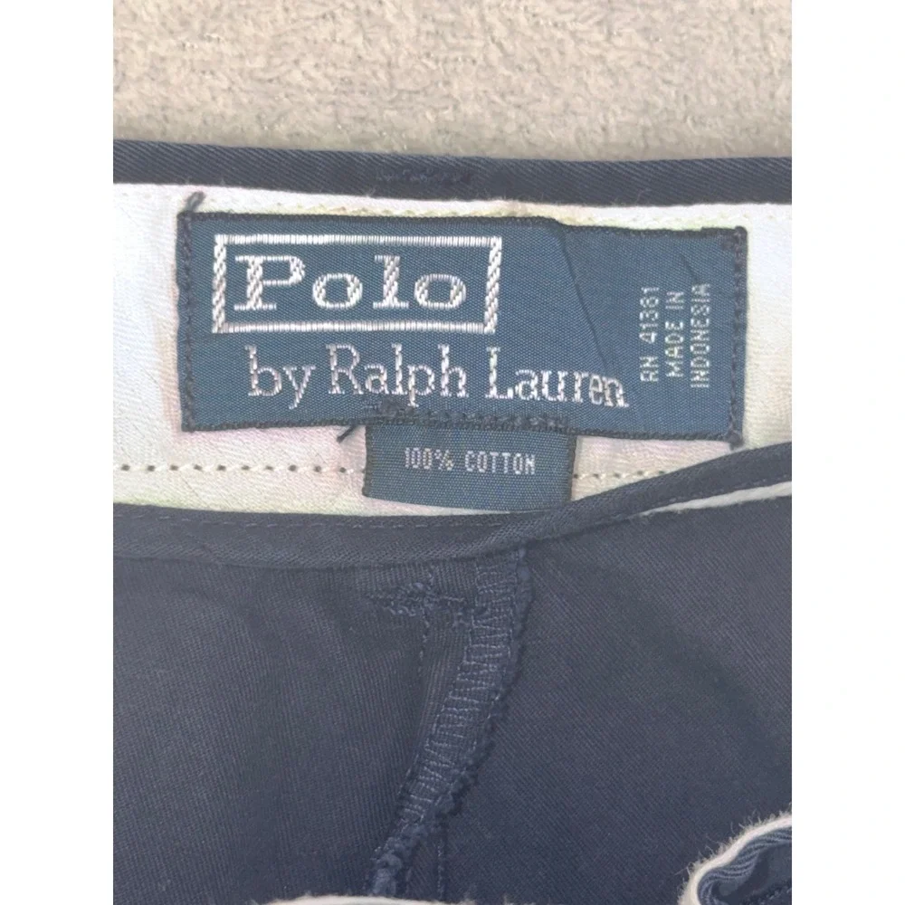 Polo Ralph Lauren Mens Navy Blue Cotton Chino Shorts Size 40 Red Pony Logo